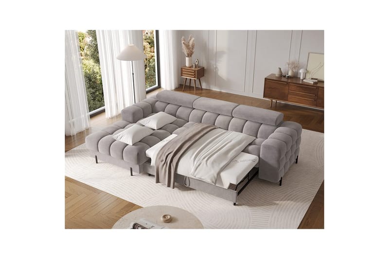 Hörnsoffa Eltap Felro 285x181x93 cm - Sola 04, Grå, Vänster - Möbler - Vardagsrum - Bäddsoffor