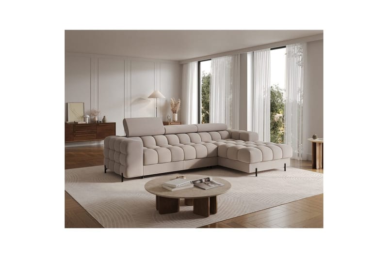Hörnsoffa Eltap Felro 285x181x93 cm - Sola 18, Beige, Höger - Möbler - Vardagsrum - Bäddsoffor