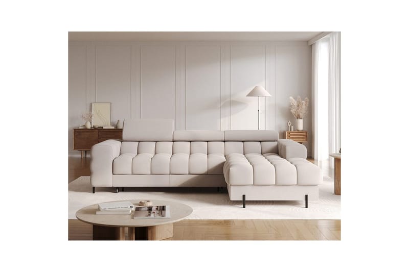 Hörnsoffa Eltap Felro 285x181x93 cm - Sola 18, Beige, Höger - Möbler - Vardagsrum - Bäddsoffor