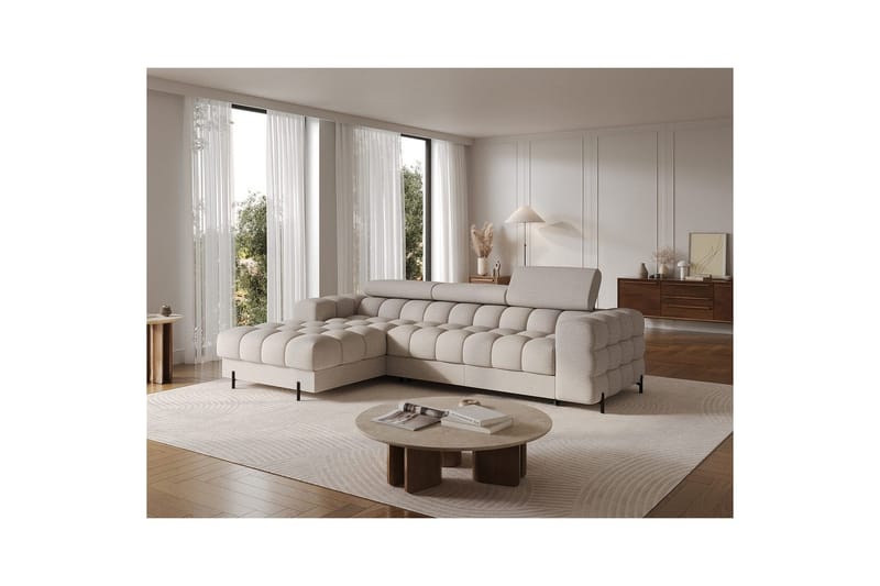 Hörnsoffa Eltap Felro 285x181x93 cm - Sola 18, Beige, Vänster - Möbler - Vardagsrum - Bäddsoffor