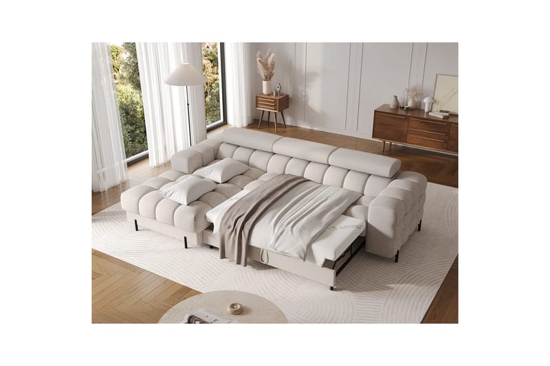 Hörnsoffa Eltap Felro 285x181x93 cm - Sola 18, Beige, Vänster - Möbler - Vardagsrum - Bäddsoffor
