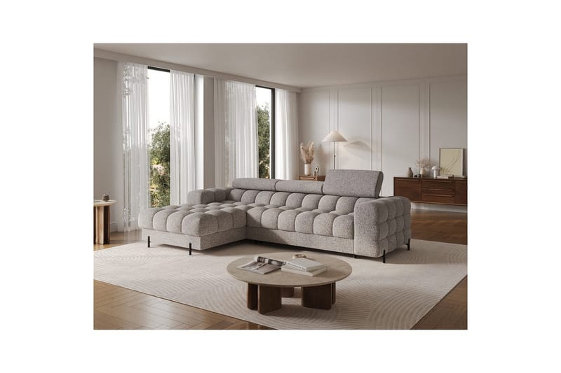 Hörnsoffa Eltap Felro 285x181x93 cm - Pellerito 20, Grå, Vänster - Möbler - Vardagsrum - Bäddsoffor