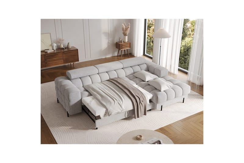 Hörnsoffa Eltap Felro 285x181x93 cm - Pellerito 03, Grå, Höger - Möbler - Vardagsrum - Bäddsoffor
