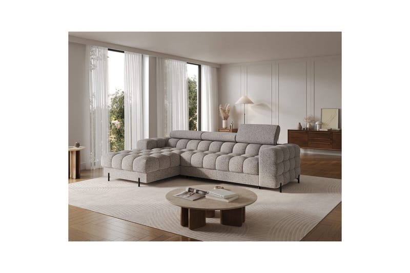 Hörnsoffa Eltap Felro 285x181x93 cm - Pellerito 20, Grå, Vänster - Möbler - Vardagsrum - Bäddsoffor
