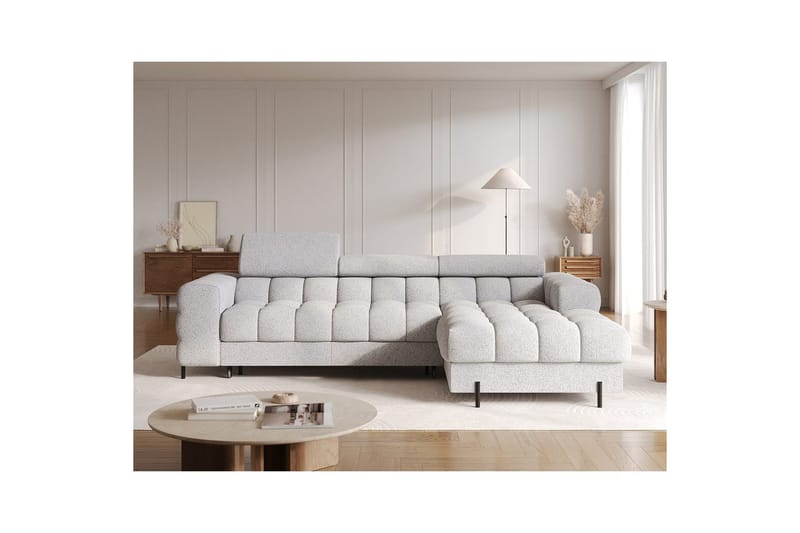 Hörnsoffa Eltap Felro 285x181x93 cm - Pellerito 03, Grå, Höger - Möbler - Vardagsrum - Bäddsoffor
