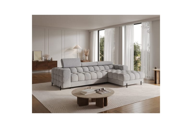 Hörnsoffa Eltap Felro 285x181x93 cm - Pellerito 03, Grå, Höger - Möbler - Vardagsrum - Bäddsoffor