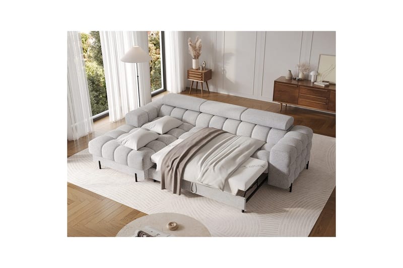 Hörnsoffa Eltap Felro 285x181x93 cm - Pellerito 03, Grå, Vänster - Möbler - Vardagsrum - Bäddsoffor