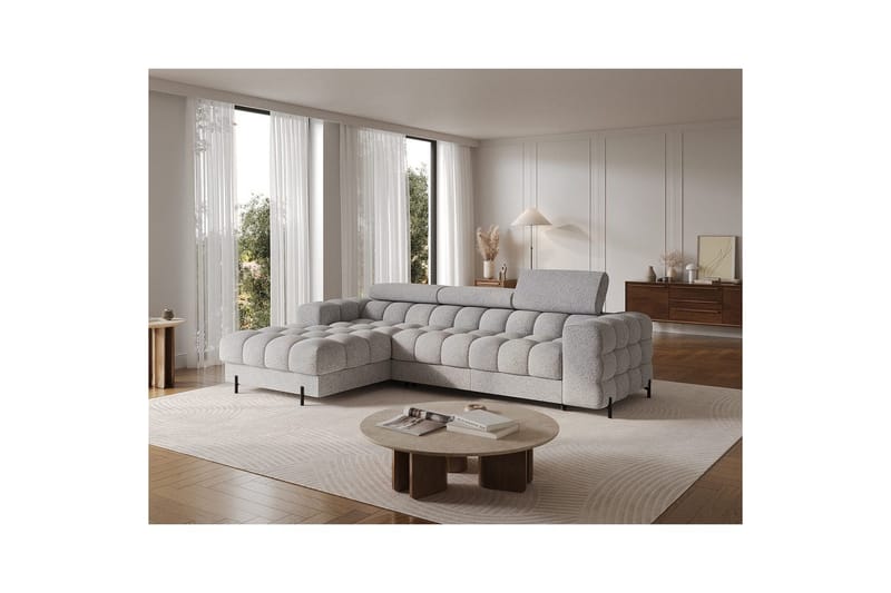 Hörnsoffa Eltap Felro 285x181x93 cm - Pellerito 03, Grå, Vänster - Möbler - Vardagsrum - Bäddsoffor