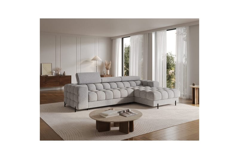 Hörnsoffa Eltap Felro 285x181x93 cm - Pellerito 03, Grå, Höger - Möbler - Vardagsrum - Bäddsoffor