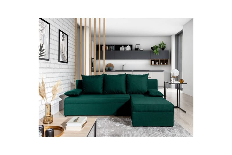 Hörnsoffa Eltap Gino 201x143x90 cm - Nube 35, Grön - Möbler - Vardagsrum - Bäddsoffor