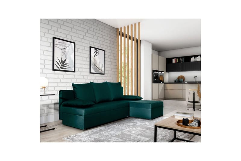 Hörnsoffa Eltap Gino 201x143x90 cm - Nube 35, Grön - Möbler - Vardagsrum - Bäddsoffor