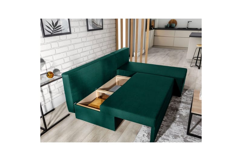 Hörnsoffa Eltap Gino 201x143x90 cm - Nube 35, Grön - Möbler - Vardagsrum - Bäddsoffor