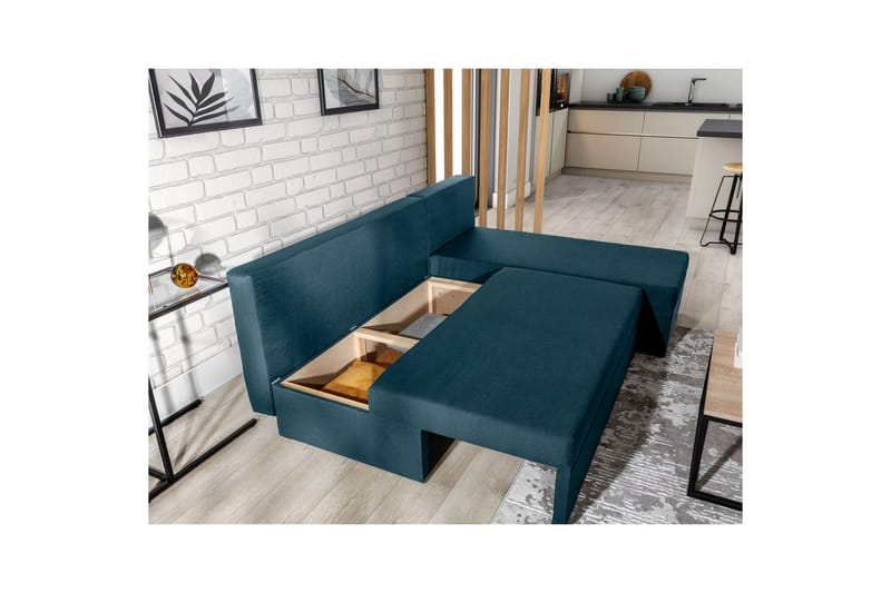 Hörnsoffa Eltap Gino 201x143x90 cm - Nube 40, Blå - Möbler - Vardagsrum - Bäddsoffor