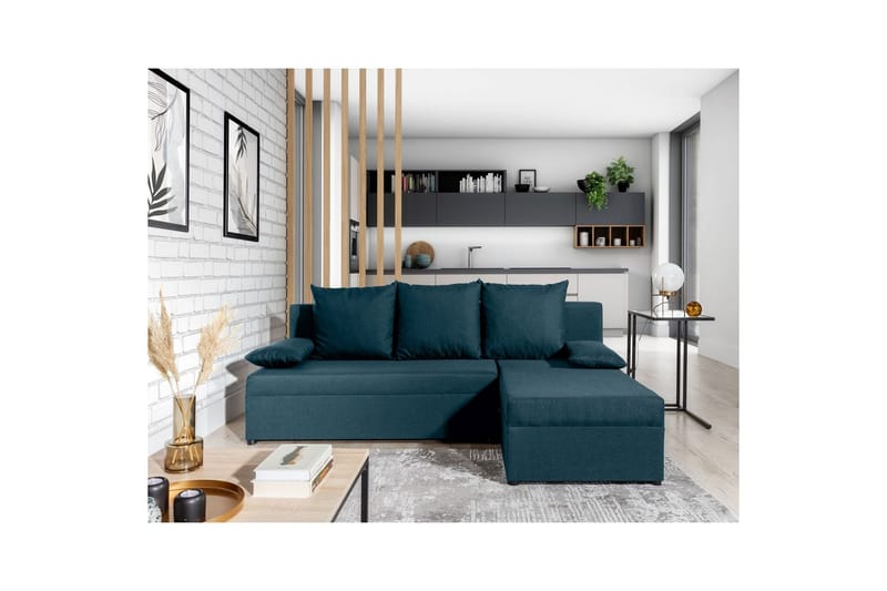Hörnsoffa Eltap Gino 201x143x90 cm - Nube 40, Blå - Möbler - Vardagsrum - Bäddsoffor