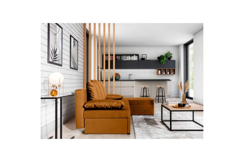 Hörnsoffa Eltap Gino 201x143x90 cm - Nube 45, Gul - Möbler - Vardagsrum - Bäddsoffor