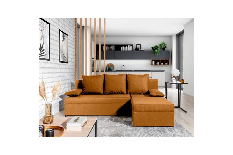 Hörnsoffa Eltap Gino 201x143x90 cm - Nube 45, Gul - Möbler - Vardagsrum - Bäddsoffor