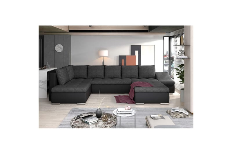 Hörnsoffa Eltap Giovanni 351x82x190 cm - Berlin 02, Mjuk 11, Svart, Höger - Möbler - Vardagsrum - Bäddsoffor - Hörnbäddsoffa
