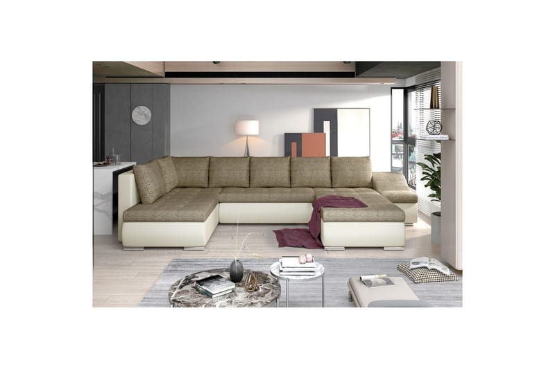 Hörnsoffa Eltap Giovanni 351x82x190 cm - Berlin 03, Mjuk 33, Beige, Höger - Möbler - Vardagsrum - Bäddsoffor - Hörnbäddsoffa