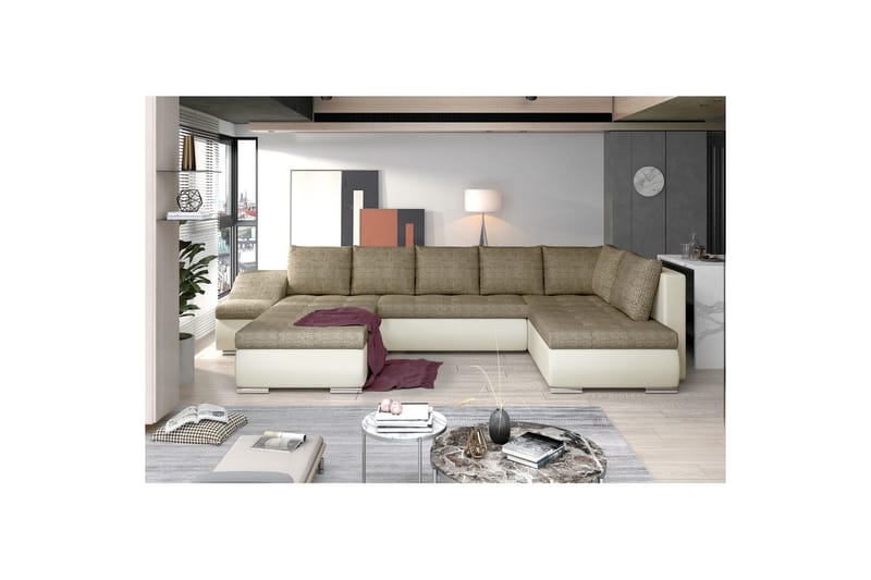 Hörnsoffa Eltap Giovanni 351x82x190 cm - Berlin 03, Mjuk 33, Beige, Vänster - Möbler - Vardagsrum - Bäddsoffor - Hörnbäddsoffa