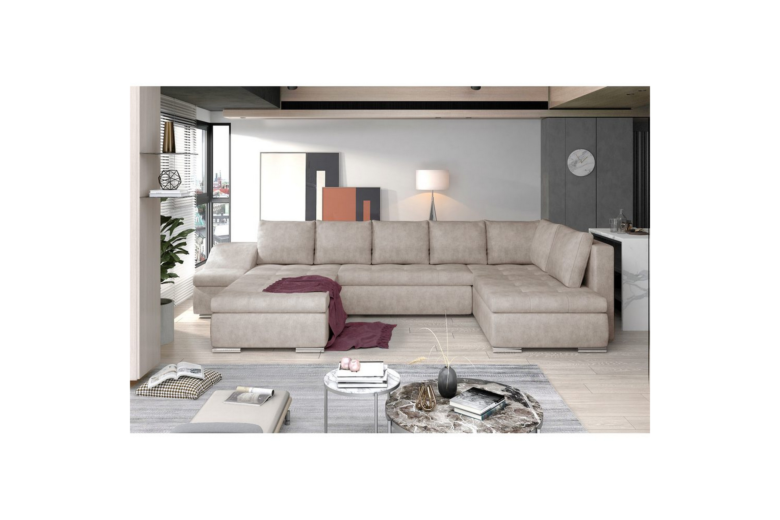 hörnsoffa eltap giovanni 351x82x190 cm - dora 21, beige, vänster
