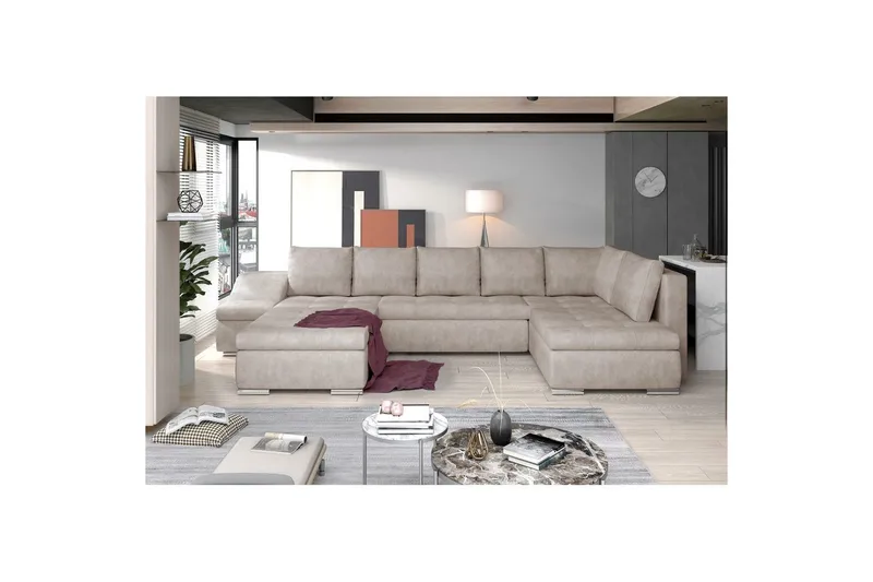 Hörnsoffa Eltap Giovanni 351x82x190 cm, Dora 21, Beige, Vänster