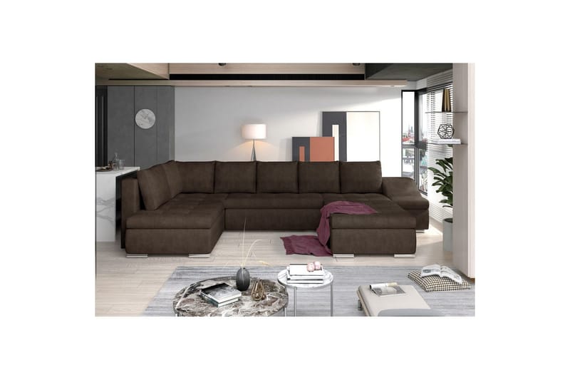 Hörnsoffa Eltap Giovanni 351x82x190 cm - Dora 28, Mörkbrun, Höger - Möbler - Vardagsrum - Bäddsoffor - Hörnbäddsoffa