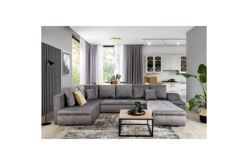 Hörnsoffa Eltap Giovanni 351x82x190 cm - Dora 90, Grå, Höger - Möbler - Vardagsrum - Bäddsoffor - Hörnbäddsoffa