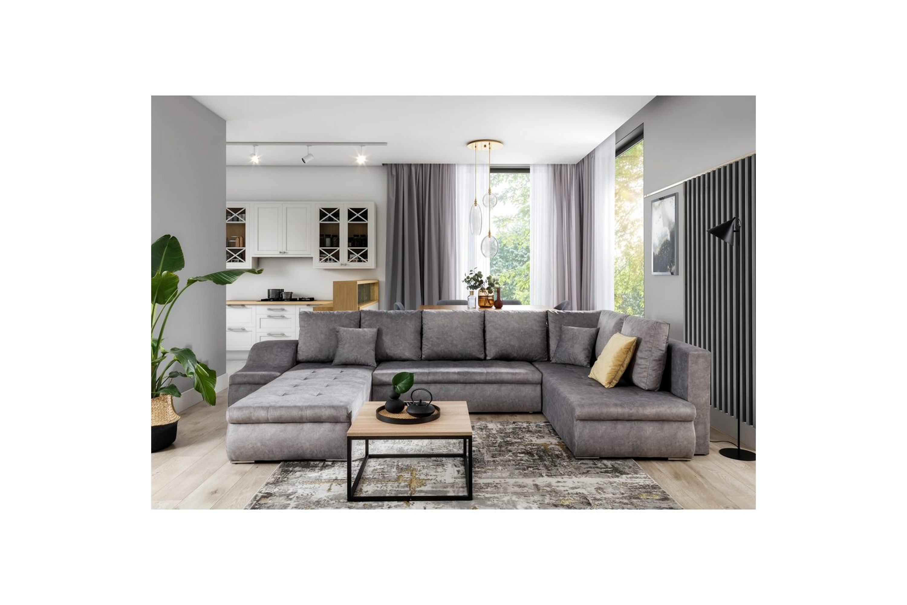 hörnsoffa eltap giovanni 351x82x190 cm - dora 90, grå, vänster