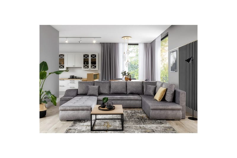 Hörnsoffa Eltap Giovanni 351x82x190 cm - Dora 90, Grå, Vänster - Möbler - Vardagsrum - Bäddsoffor - Hörnbäddsoffa