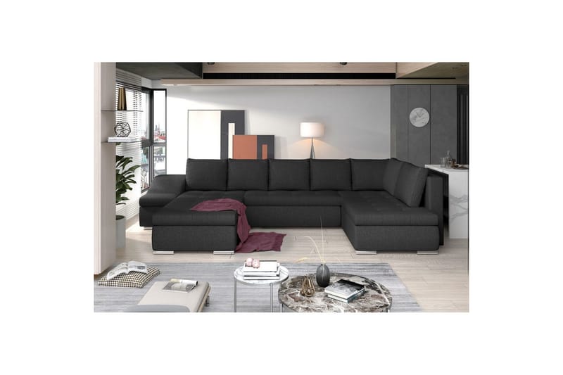 Hörnsoffa Eltap Giovanni 351x82x190 cm - Inari 96, Mörkgrå, Vänster - Möbler - Vardagsrum - Bäddsoffor - Hörnbäddsoffa