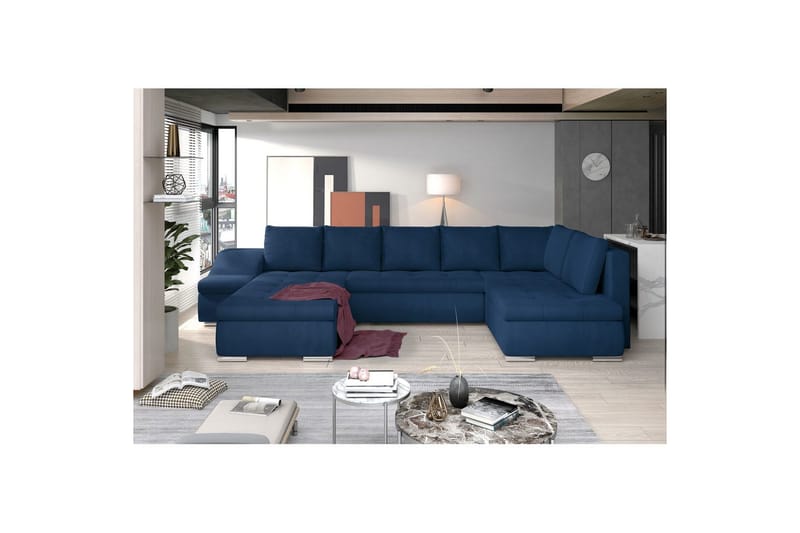 Hörnsoffa Eltap Giovanni 351x82x190 cm - Monolith 77, Blå, Vänster - Möbler - Vardagsrum - Bäddsoffor - Hörnbäddsoffa