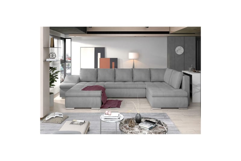 Hörnsoffa Eltap Giovanni 351x82x190 cm - Monolith 84, Ljusgrå, Vänster - Möbler - Vardagsrum - Bäddsoffor - Hörnbäddsoffa
