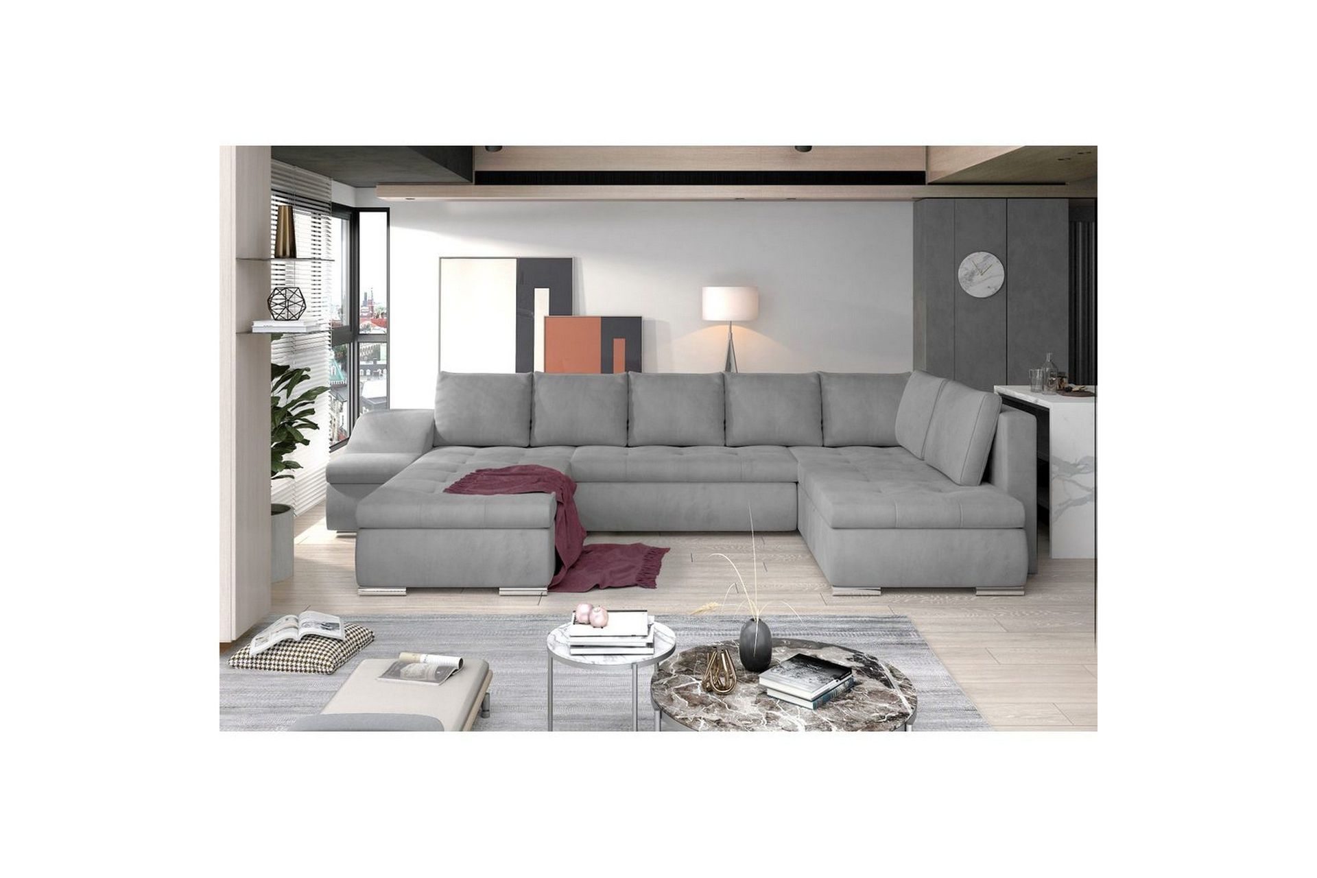 H&ouml;rnsoffa Eltap Giovanni 351x82x190 cm - Monolith 84, Ljusgr&aring;, V&auml;nster