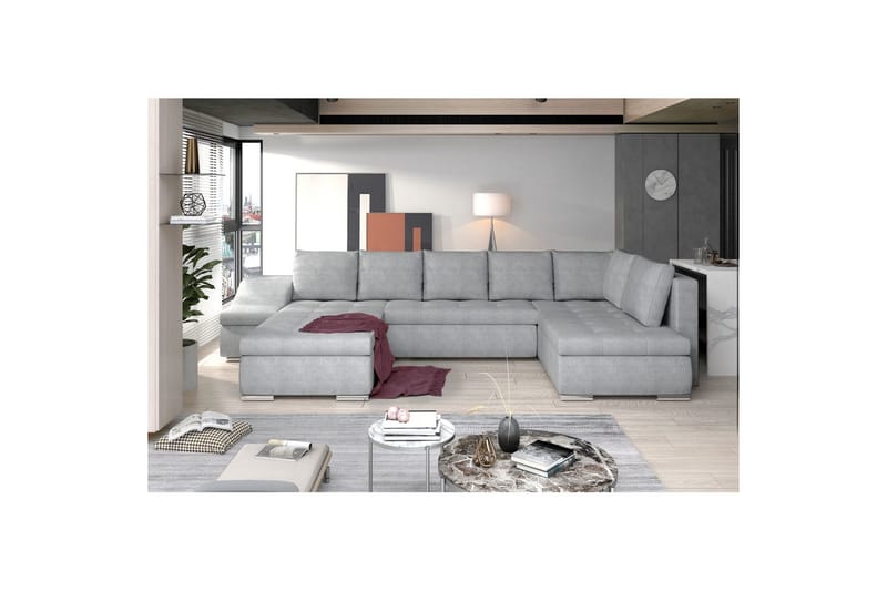 Hörnsoffa Eltap Giovanni 351x82x190 cm - Omega 02, Grå, Vänster - Möbler - Vardagsrum - Bäddsoffor - Hörnbäddsoffa
