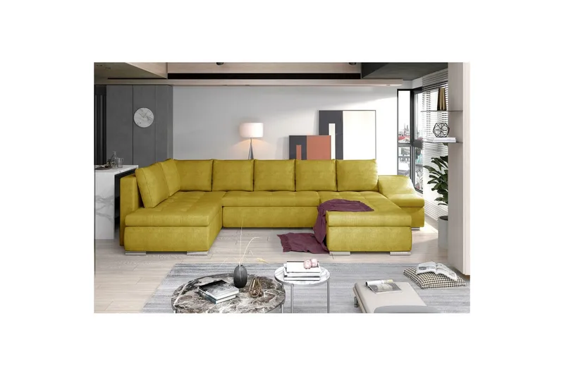 Hörnsoffa Eltap Giovanni 351x82x190 cm - Omega 68, Gul, Höger - Möbler - Vardagsrum - Bäddsoffor - Hörnbäddsoffa