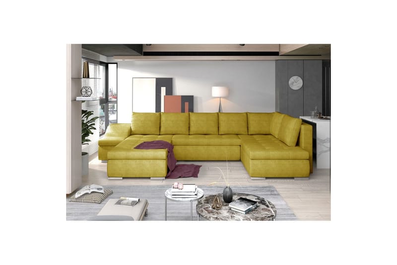 Hörnsoffa Eltap Giovanni 351x82x190 cm - Omega 68, Gul, Vänster - Möbler - Vardagsrum - Bäddsoffor - Hörnbäddsoffa