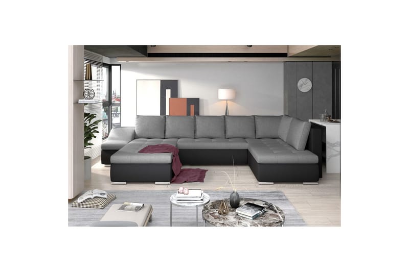 Hörnsoffa Eltap Giovanni 351x82x190 cm - Sawana 05, Soft 11, Grå, Svart, Vänster - Möbler - Vardagsrum - Bäddsoffor - Hörnbäddsoffa