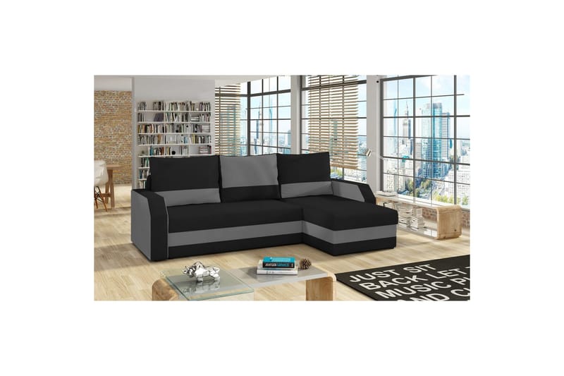 Hörnsoffa Eltap Giulio 239x150x86 cm - Alova 04, Alova 36, Svart, Grå - Möbler - Vardagsrum - Bäddsoffor