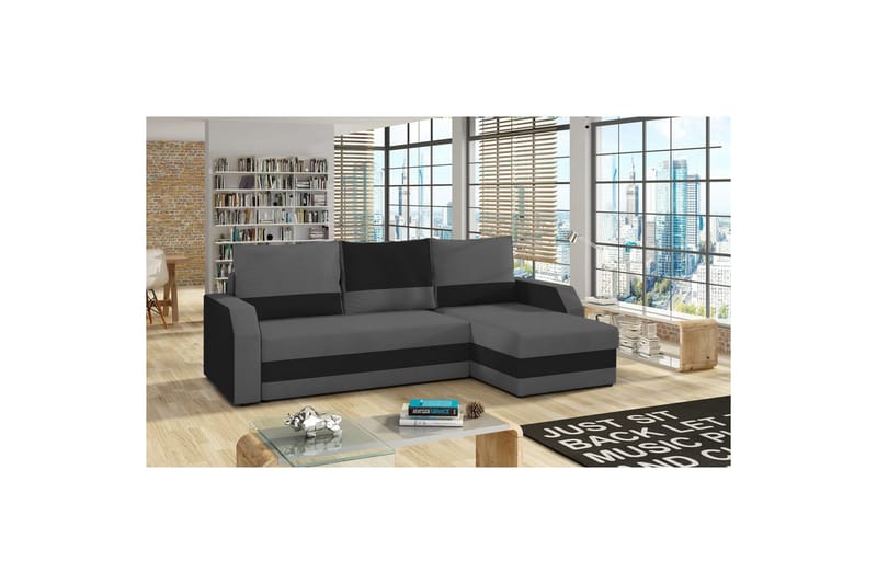 Hörnsoffa Eltap Giulio 239x150x86 cm - Alova 36, Alova 04, Grå, Svart - Möbler - Vardagsrum - Bäddsoffor