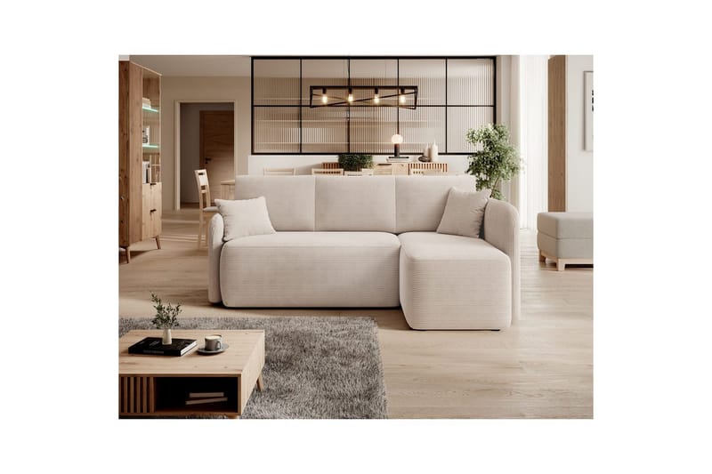 Hörnsoffa Eltap Hadson 206x150x89 cm - Jarell 18, Ljusbeige, Höger - Möbler - Vardagsrum - Bäddsoffor