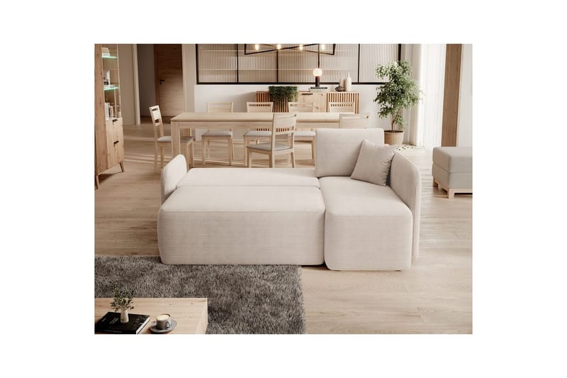 Hörnsoffa Eltap Hadson 206x150x89 cm - Jarell 18, Ljusbeige, Höger - Möbler - Vardagsrum - Bäddsoffor