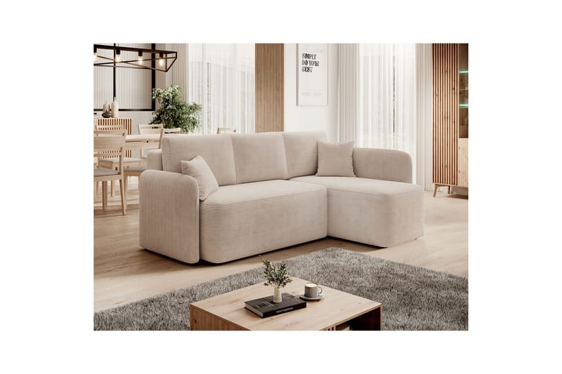 Hörnsoffa Eltap Hadson 206x150x89 cm - Jarell 18, Ljusbeige, Höger - Möbler - Vardagsrum - Bäddsoffor