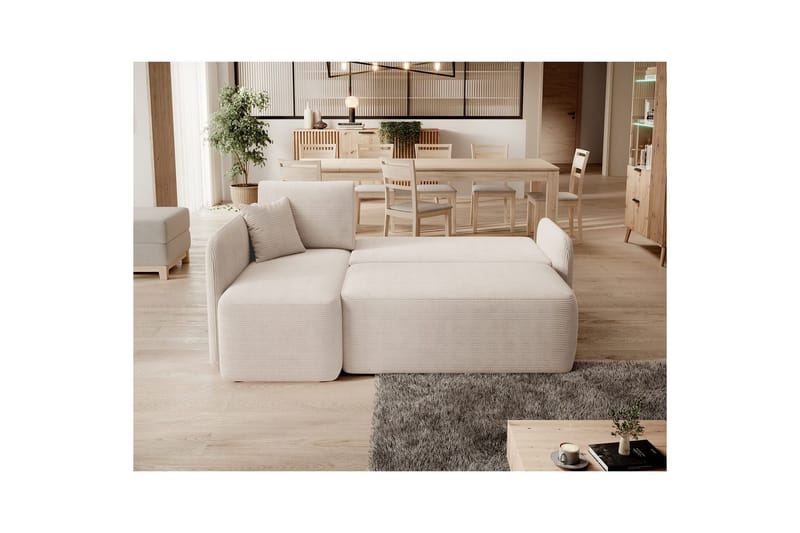 Hörnsoffa Eltap Hadson 206x150x89 cm - Jarell 18, Ljusbeige, Vänster - Möbler - Vardagsrum - Bäddsoffor