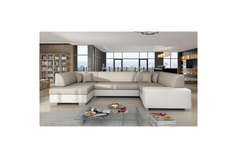 Hörnsoffa Eltap Havana 322x204x72 cm - Dora 21, Soft 17, Beige, White, Vänster - Möbler - Vardagsrum - Bäddsoffor - Hörnbäddsoffa