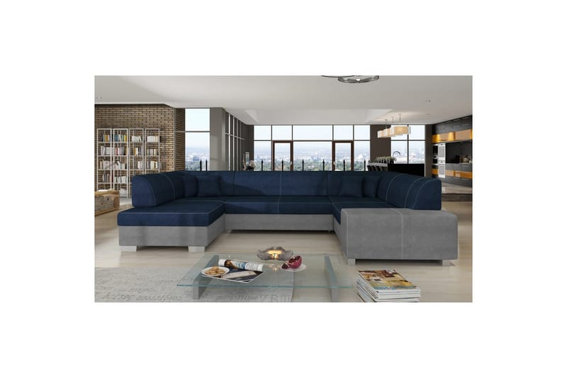 Hörnsoffa Eltap Havana 322x204x72 cm - Kronos 09, Paros 05, Mörkblå, Ljusgrå, Vänster - Möbler - Vardagsrum - Bäddsoffor - Hörnbäddsoffa