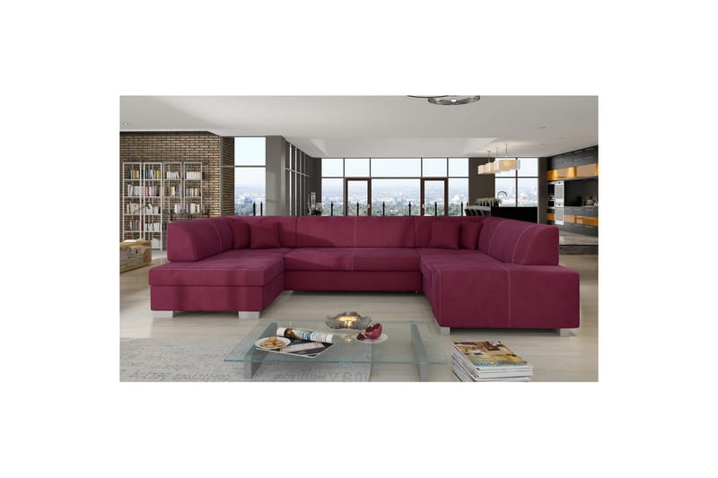 Hörnsoffa Eltap Havana 322x204x72 cm - Mat Velvet 68, Röd, Vänster - Möbler - Vardagsrum - Bäddsoffor - Hörnbäddsoffa