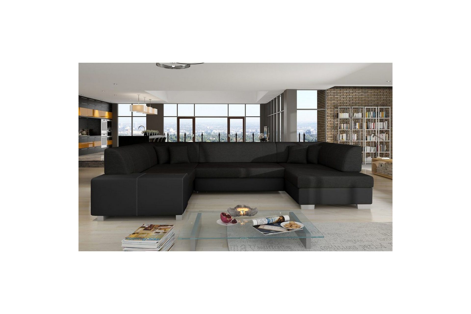 H&ouml;rnsoffa Eltap Havana 322x204x72 cm - Sawana 14, Soft 11, Svart, H&ouml;ger