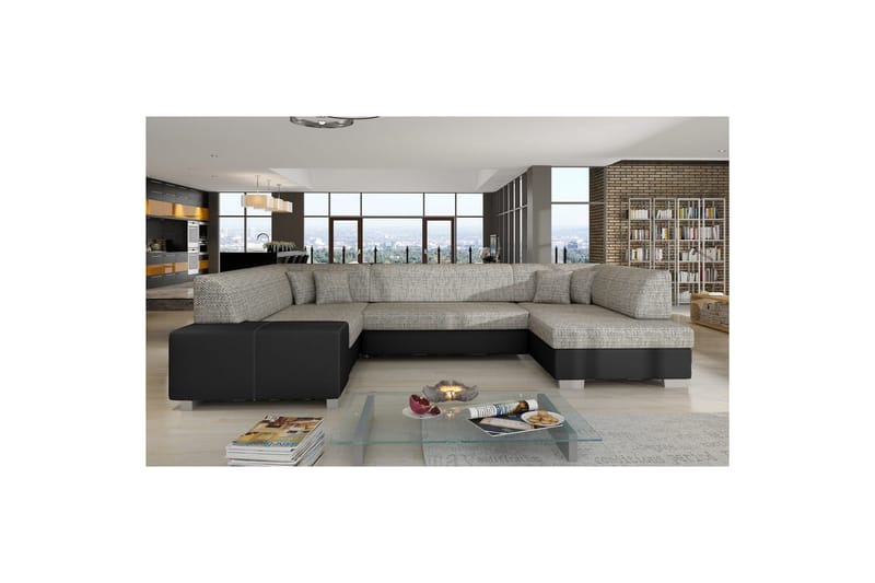 Hörnsoffa Eltap Isloren 322x204x72 cm - Berlin 01, Mjuk 11, Grå, Svart, Höger - Möbler - Vardagsrum - Bäddsoffor - Hörnbäddsoffa