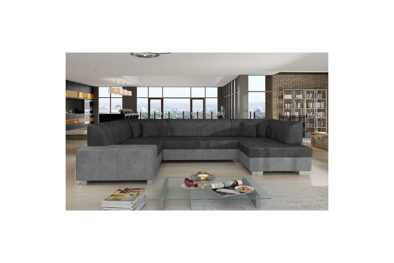Hörnsoffa Eltap Isloren 322x204x72 cm - Dora 96, Dora 90, Svart, Grå, Höger - Möbler - Vardagsrum - Bäddsoffor - Hörnbäddsoffa