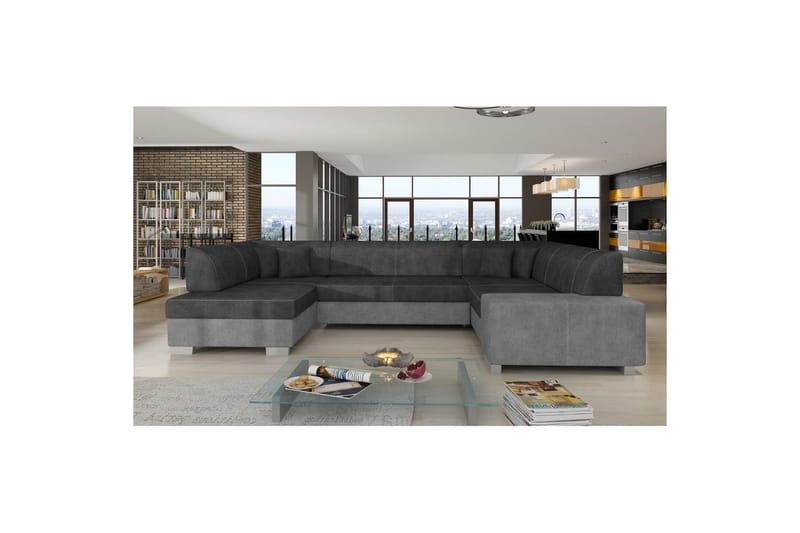 Hörnsoffa Eltap Isloren 322x204x72 cm - Dora 96, Dora 90, Svart, Grå, Vänster - Möbler - Vardagsrum - Bäddsoffor - Hörnbäddsoffa
